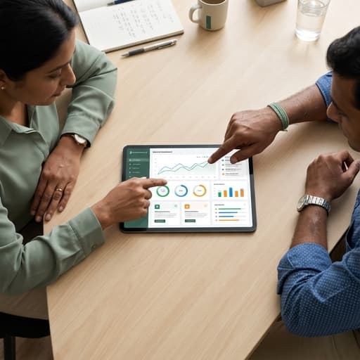 Teacher and parent reviewing student performance insights